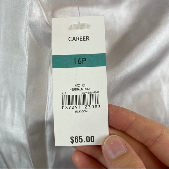 Kim Rogers Brown White Mosaic Blazer Jacket New 16 Petite - Picture 3 of 8